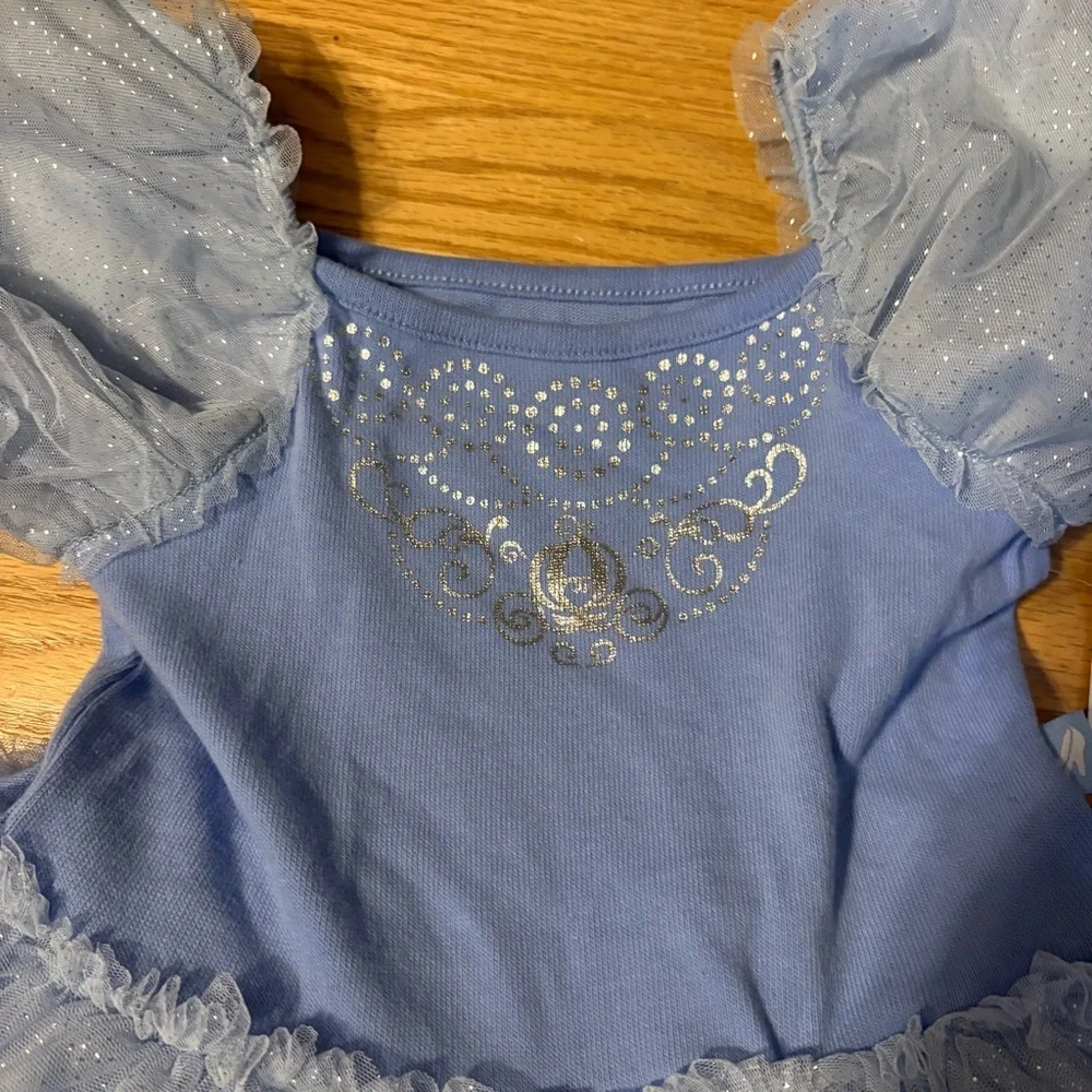 Disney Cinderella Tulle Princess Dress Kids NEW 2T 3T 4T 5T Blue Puff Sleeve
